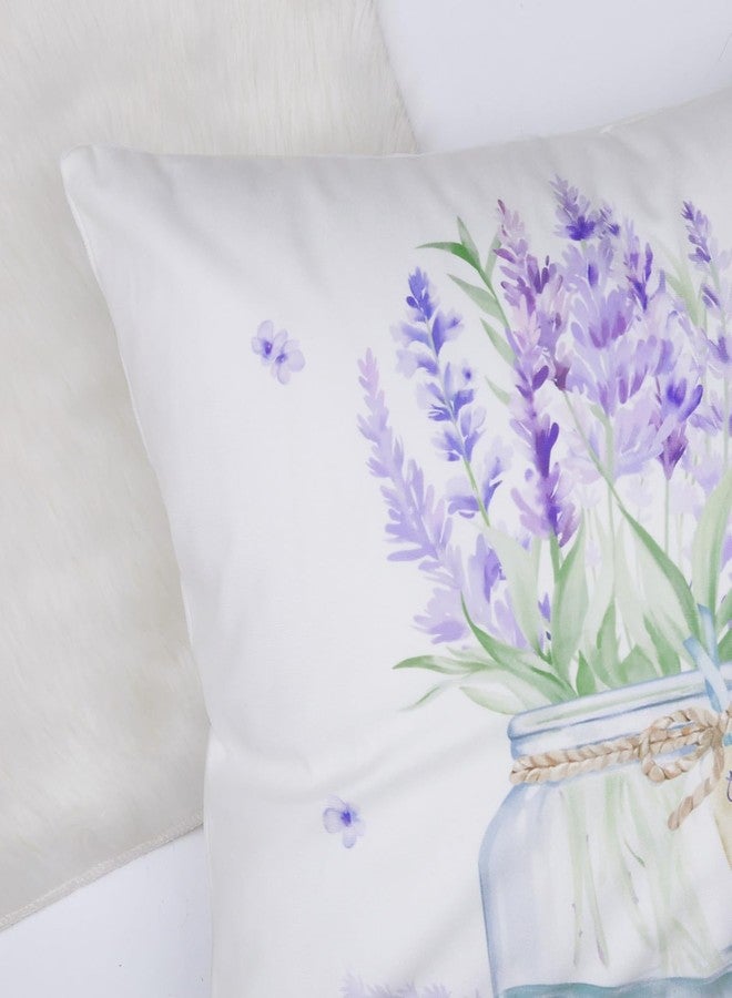 Bonhause Summer Lavender Throw Pillow Covers 18 x 18 Inch Lilac Floral Home Bless Purple Decorative Pillow Cases for Sofa Bed Garden Patio Home Decor Set of 4 - Image 4