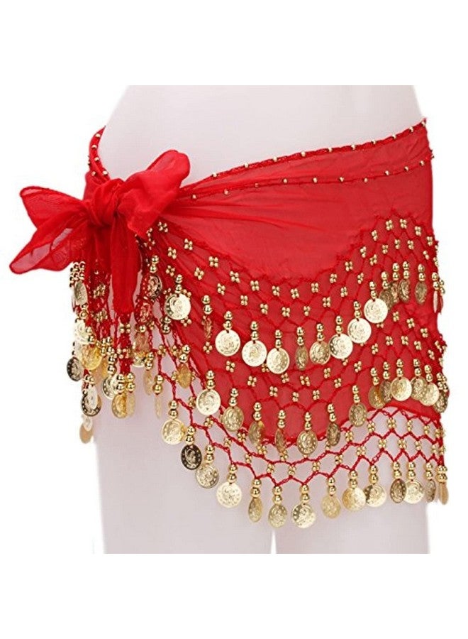 Fancydresswale Imported 1Pc Belly Dance Belt Hip Scarf Wrap Belt Skirt With 128 Gold Coins - Red… 