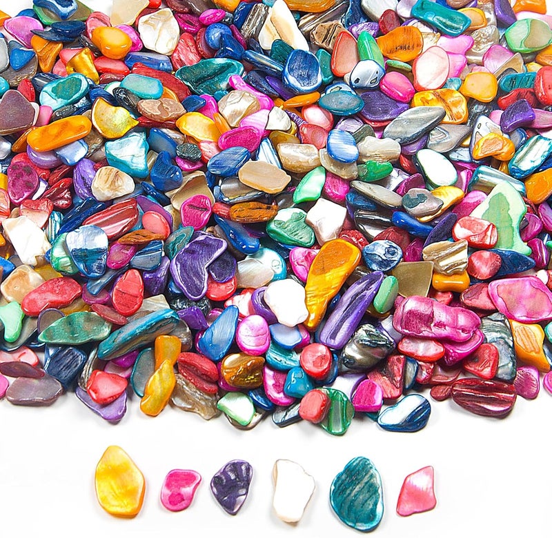 Featuman Crushed Shells for Decoration, 14.5 oz Natural Crushed Seashells Mosaic Sea Shell Fragments, Irregular Seashell Slices for Crafts, Home, Vase Fillers, Wedding Party, Landscaping (Mixed Color) - Image 1