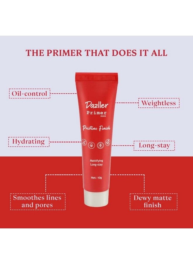 DAZLLER - Pristine Finish Primer Mini 10G Smoothens Pores Mattifying Transferproof Parabenfree Enriched With Aloe Centella And Vitamin E Vegan & Crueltyfree - Image 1