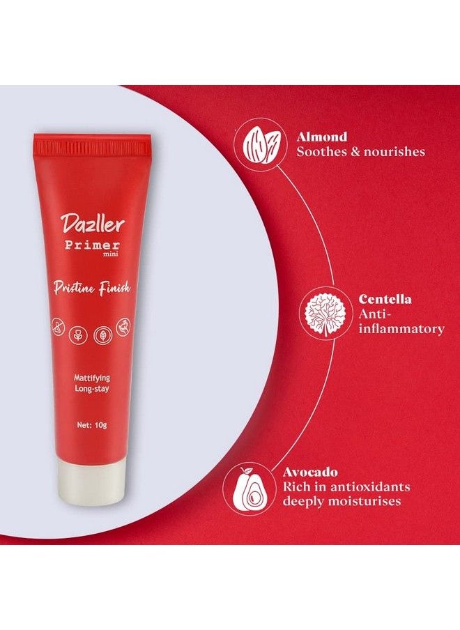 DAZLLER - Pristine Finish Primer Mini 10G Smoothens Pores Mattifying Transferproof Parabenfree Enriched With Aloe Centella And Vitamin E Vegan & Crueltyfree - Image 1