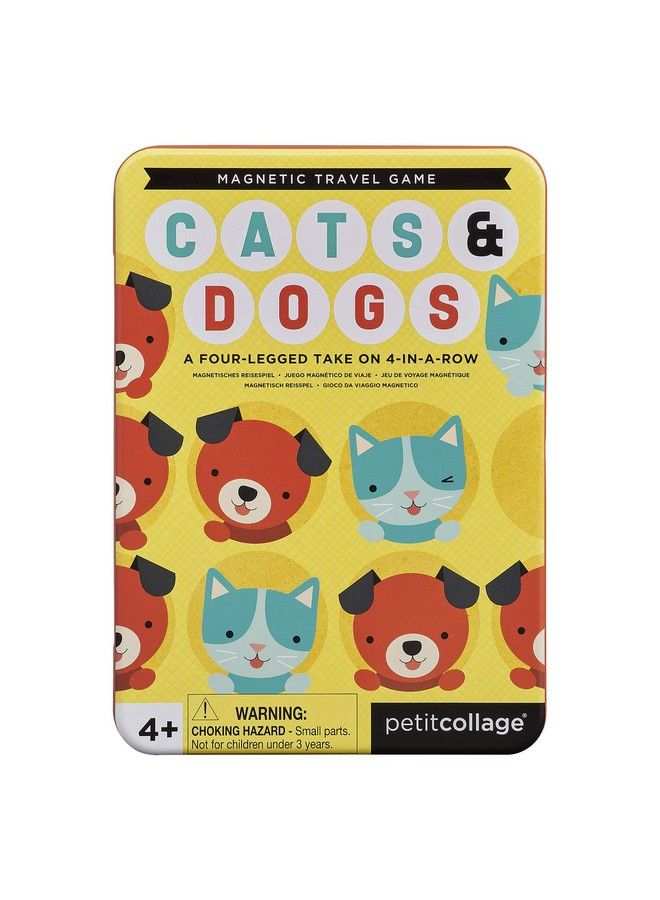 Petit Collage Cats & Dogs Magnetic Four In A Row Travel Game Cute And Fun Family Game With Portable Tin Included Easy To Play Perfect Travel Game For Kids 2 Player Game Ages 4+ - Image 2