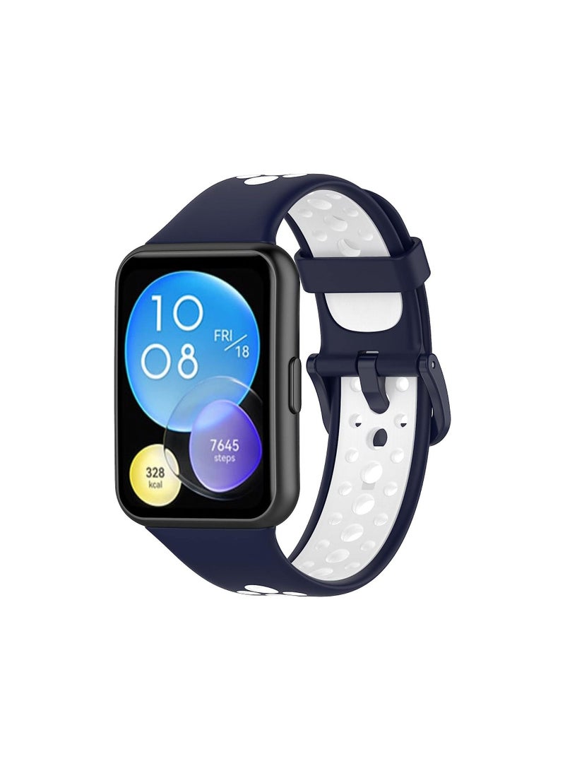 حزام من السيليكون متوافق مع ساعة HUAWEI Watch Fit 2 نشط / كلاسيكي / أنيق  حزام رياضي بلونين يسمح بمرور الهواء فائق الخفة مقاوم للماء متين - Image 3