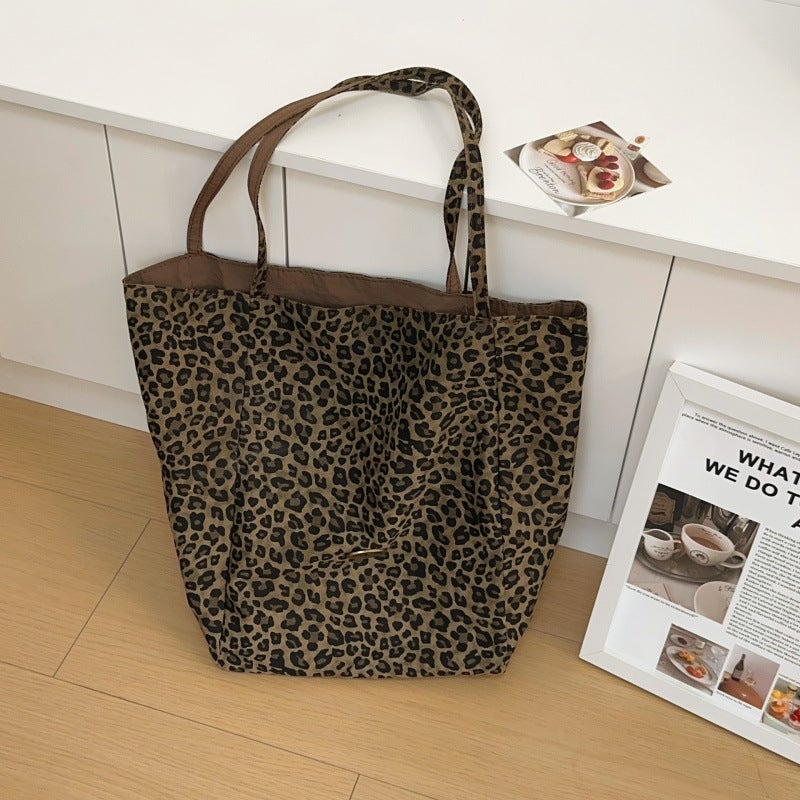 Leopard Print Canvas Tote Bag - Image 1