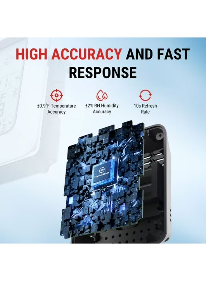 ثيرمو برو جهاز قياس الحرارة والرطوبة الداخلي TP350 بتقنية Bluetooth مع شاشة LCD مضيئة ومدى 260 قدم وتصدير البيانات من ThermoPro - Image 5