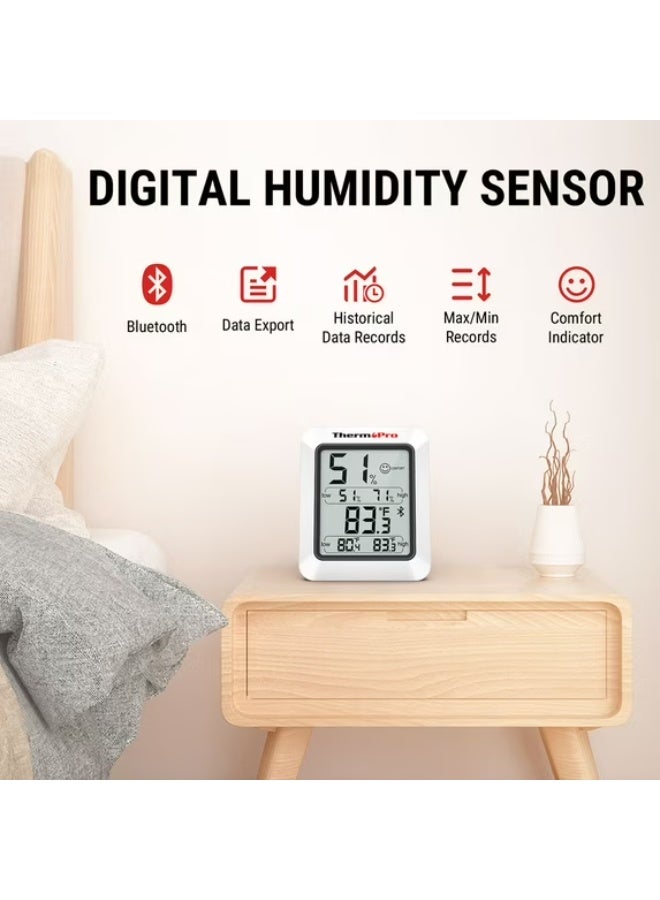 ثيرمو برو جهاز قياس الحرارة والرطوبة الداخلي TP350 بتقنية Bluetooth مع شاشة LCD مضيئة ومدى 260 قدم وتصدير البيانات من ThermoPro - Image 3
