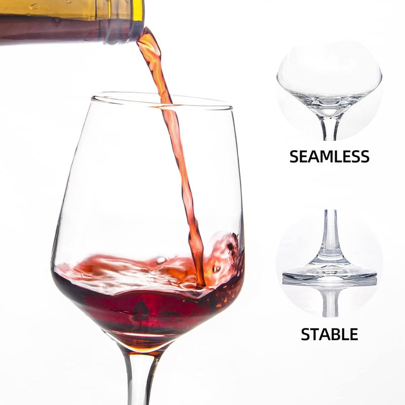 HAKEEMI Red/White Wine Glasses Set of 6, 12 oz Clear Wine Glasses with Stem, Dishwasher Safe - Image 3