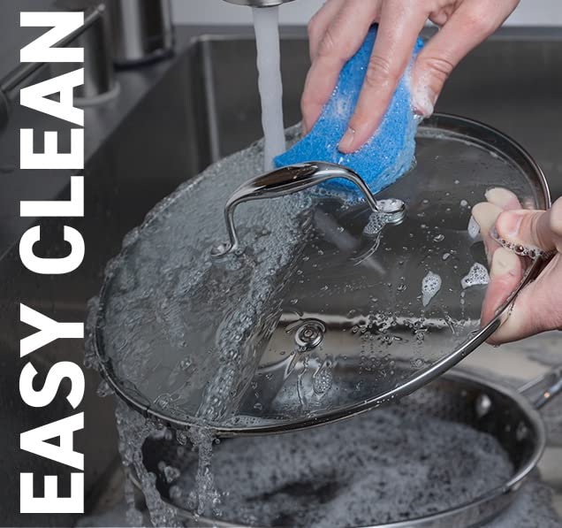 HexClad غطاء زجاجي مقسى من هيكس كلاد، 8 بوصة، مصمم لأواني الطهي الهجينة من هيكس كلاد، مزود بفتحات بخار، آمن في غسالة الصحون - Image 3