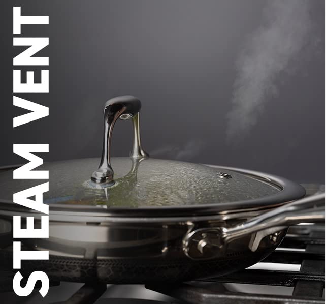 HexClad غطاء زجاجي مقسى من هيكس كلاد، 8 بوصة، مصمم لأواني الطهي الهجينة من هيكس كلاد، مزود بفتحات بخار، آمن في غسالة الصحون - Image 5