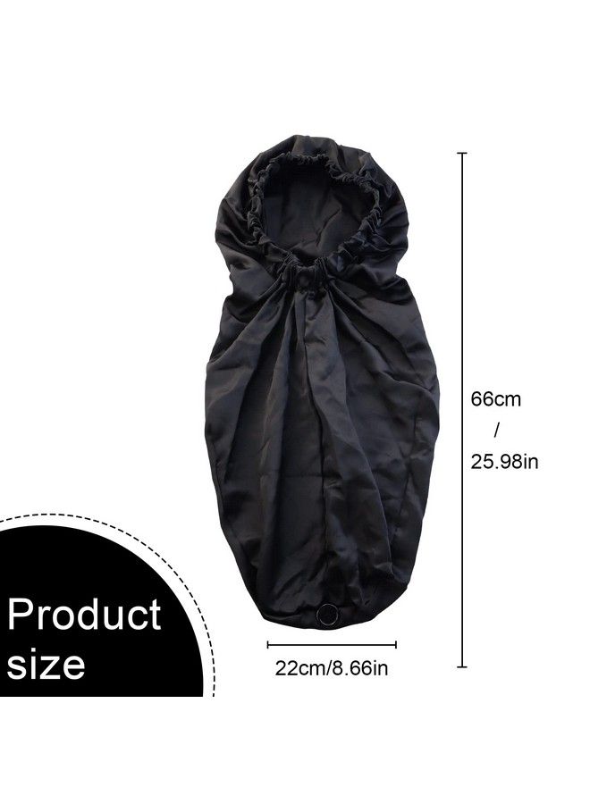 TCOTBE 3 Pcs Foldable Extra Long Sleeping Caps Soft Stain Satin Hair Braid Bonnet With Button Comfortable Single Lay Hair Covers Long Braids Bonnet For Women With Long Hair Deadlocks Curly Hair Blue - Image 3