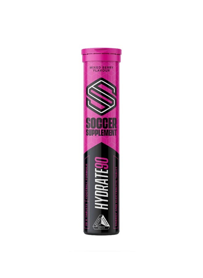 Soccer Supplement Hydrate90 Tablets - Mixed Berry Energy & Electrolyte Drink 20 Tablets 