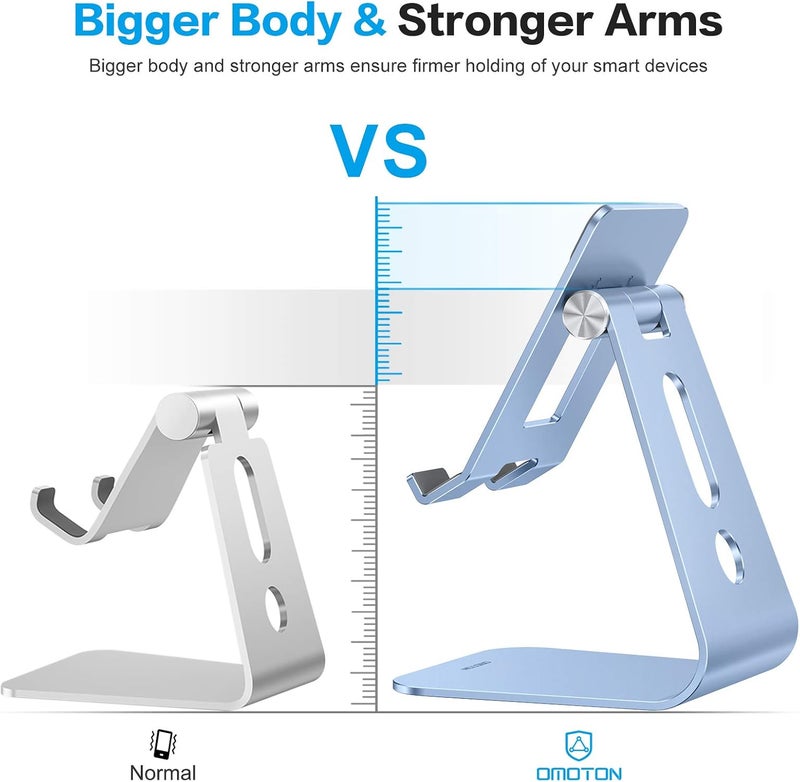 Omoton Adjustable Tablet Stand for Desk, Upgraded Longer Arms for Greater Stability, T2 Tablet Holder with Hollow Design for Bigger Sized Phones and Tablets Such as iPad Pro/Air/Mini, Blue - Image 3