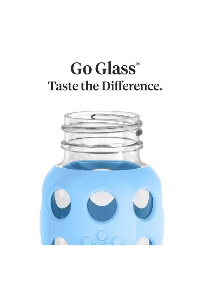 lifefactory 4-Oz Glass Baby Bottle with Protective Silicone Sleeve and Stage 1 Sky Blue - Image 3