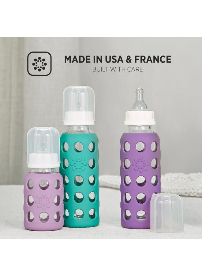 lifefactory 4-Oz Glass Baby Bottle with Protective Silicone Sleeve and Stage 1 Sky Blue - Image 4