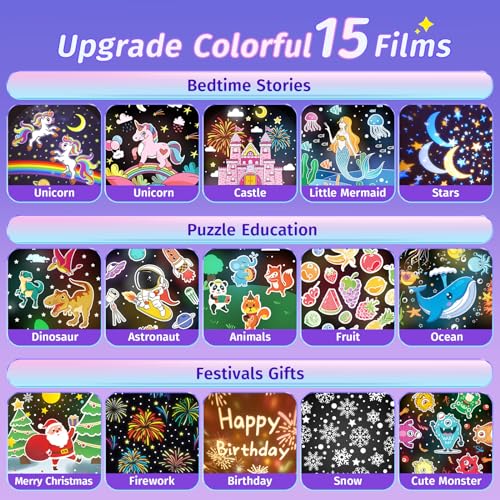 One Fire Onefire Night Light for Kids Gifts, 15 Sound Machine Baby Night Light, 15 Films Star Projector for Kids Room Decor, Brightness Unicorn Light Projector for Toddler Girl Toys Toddler Girl Gifts Age 1-5 - Image 3