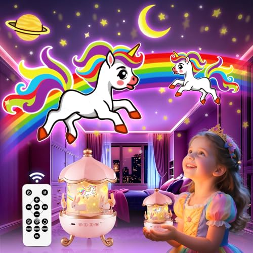 One Fire Onefire Night Light for Kids Gifts, 15 Sound Machine Baby Night Light, 15 Films Star Projector for Kids Room Decor, Brightness Unicorn Light Projector for Toddler Girl Toys Toddler Girl Gifts Age 1-5 - Image 1