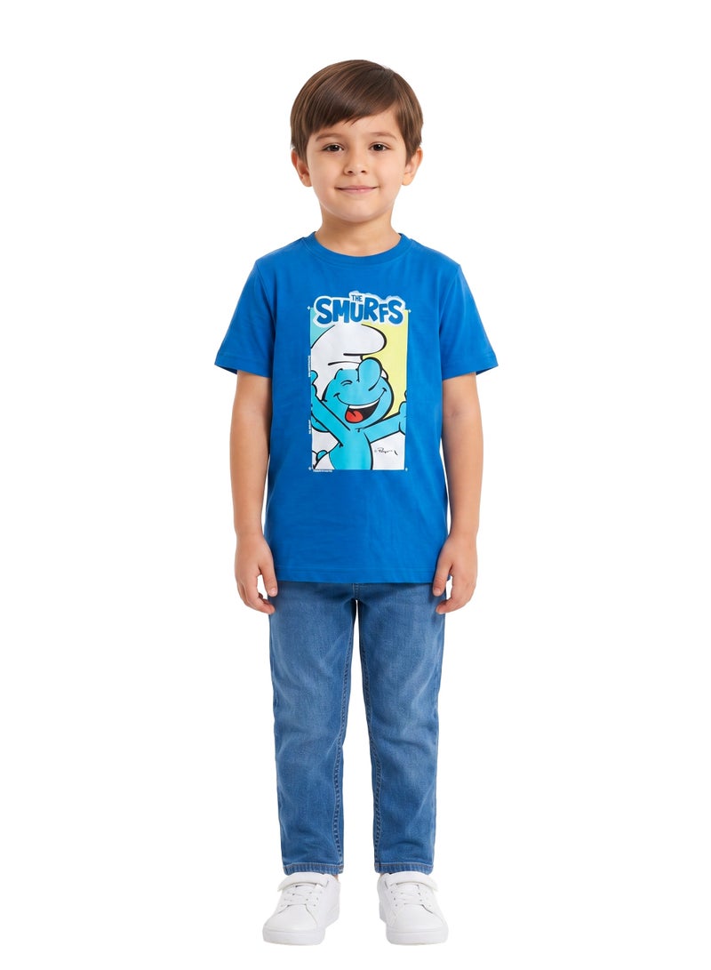 Trucare The Smurfs Boys T-Shirt | Official Smurfs Graphic Tee for Kids | Short Sleeve Cotton Crew Neck Casual Top | Smurftastic Everyday Character T-Shirt - Image 3