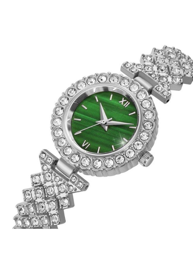 QUARTZ 2 PCS Luxury Women’s Watch Set Featuring A Roman-Style Quartz Watch And Diamond-encrusted Butterfly Bracelet - Image 2