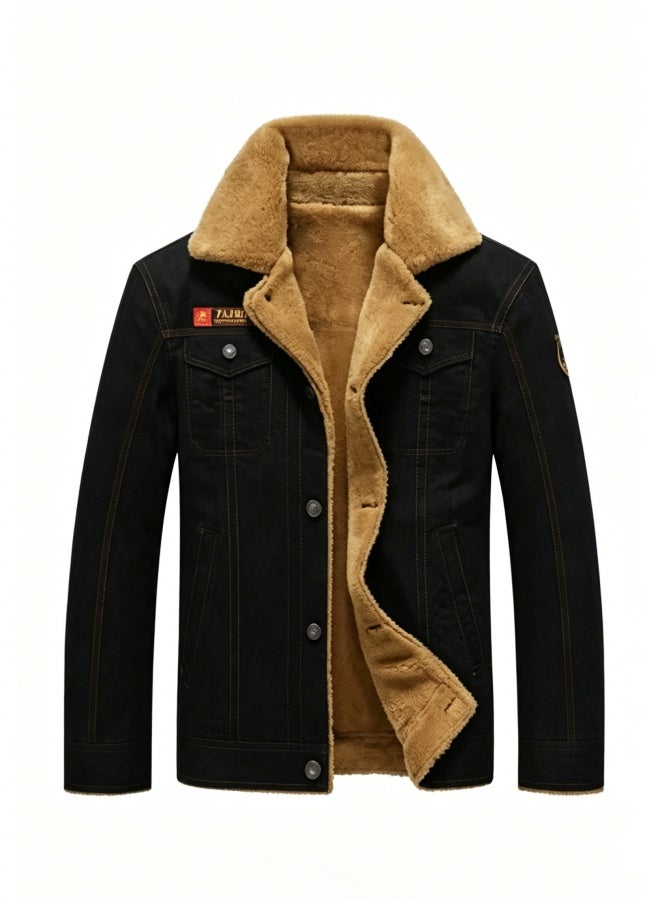 Winter New Jacket, Casual and Plush Thick Top, Men's Solid Color Windproof Jacket - Image 1