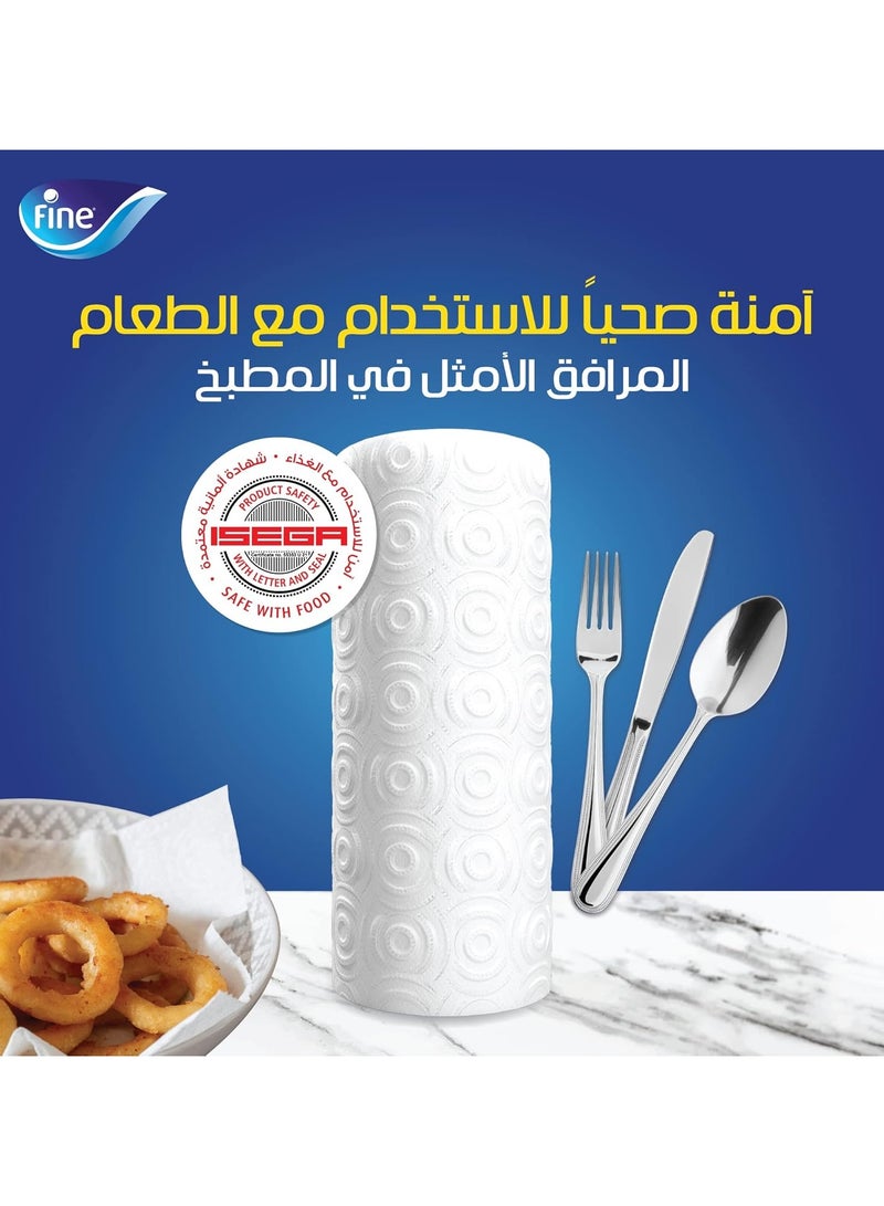 فاين مناشف ورقية فائقة الامتصاص، معقمة، نصف مثقبة، للمطبخ، ٣ طبقات، عبوة من ١٢ لفة. جديدة ومُحسّنة. - Image 2