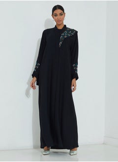 Rosette Abaya Embroidered Wide Sleeve Abaya  - Image 4