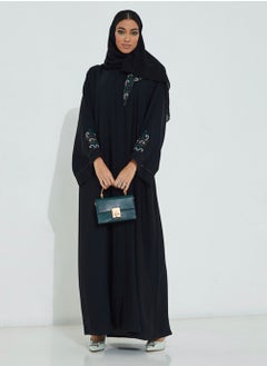 Rosette Abaya Embroidered Wide Sleeve Abaya  - Image 1