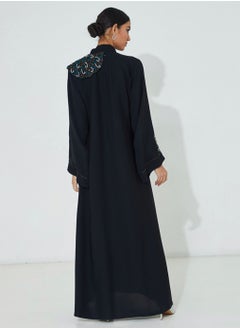 Rosette Abaya Embroidered Wide Sleeve Abaya  - Image 3