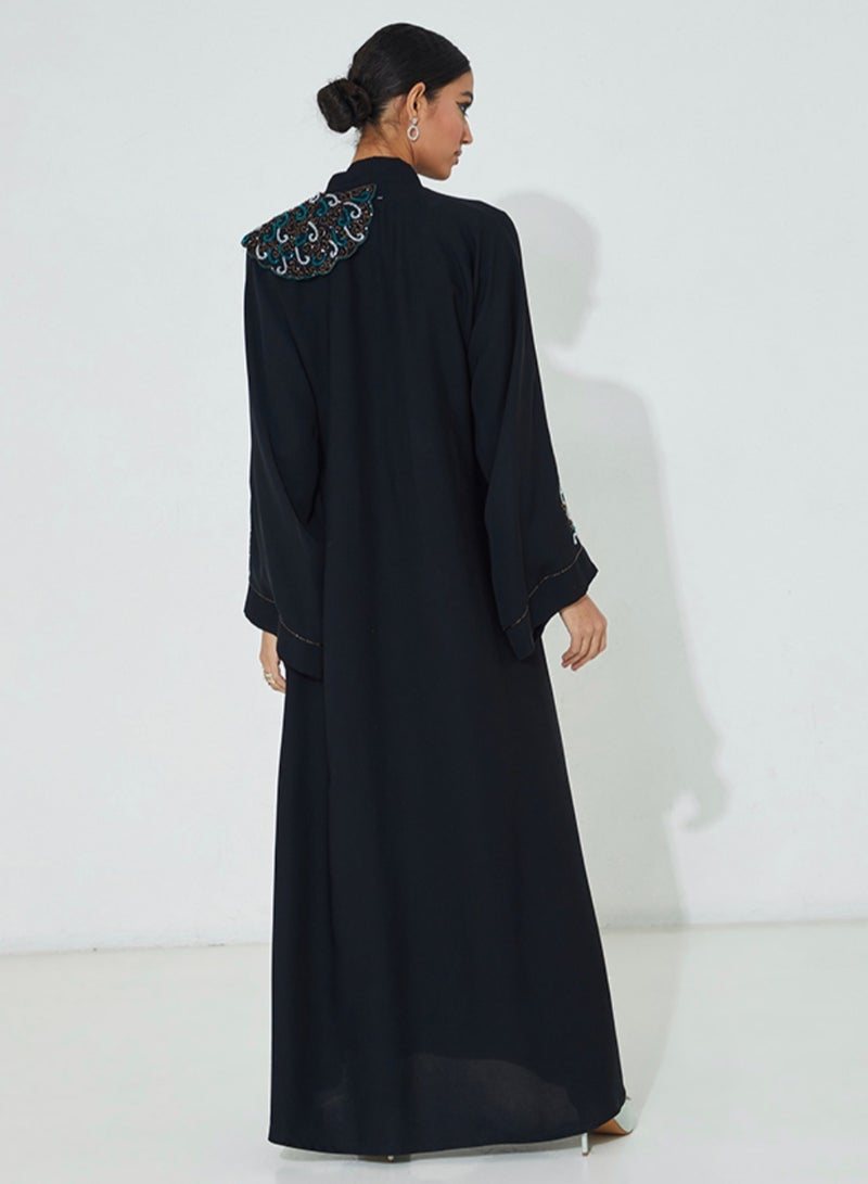 Rosette Abaya Embroidered Wide Sleeve Abaya  - Image 3