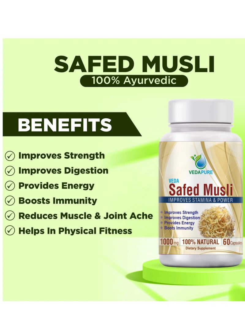 VEDAPURE - Vedapure Safed Musli 1000mg 60 Capsules - Image 1