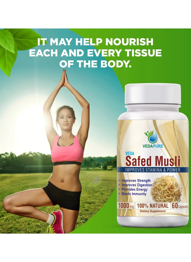VEDAPURE - Vedapure Safed Musli 1000mg 60 Capsules - Image 1