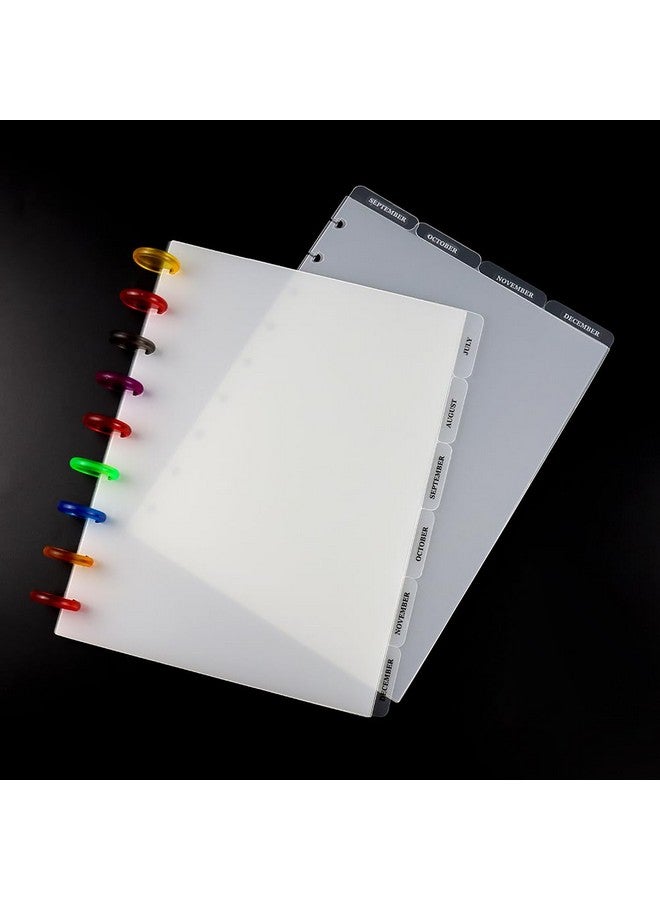 MEI YI TIAN 2 Set Plastic Index Divider Blank Side 6Tab And Top 4Tab Binder Dividers 10 Sheets 9Ring Frosted Translucent Pp Discbound 9Hole Notebook Dividers Refillabe Page Planner Inserts  - Image 4