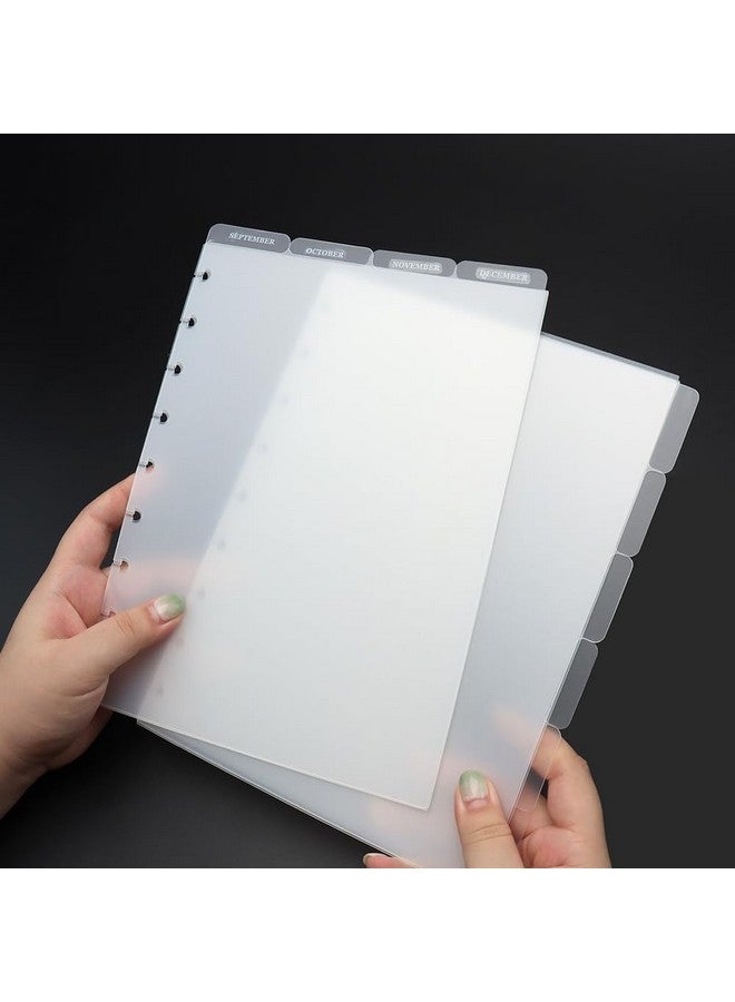 MEI YI TIAN 2 Set Plastic Index Divider Blank Side 6Tab And Top 4Tab Binder Dividers 10 Sheets 9Ring Frosted Translucent Pp Discbound 9Hole Notebook Dividers Refillabe Page Planner Inserts  - Image 5