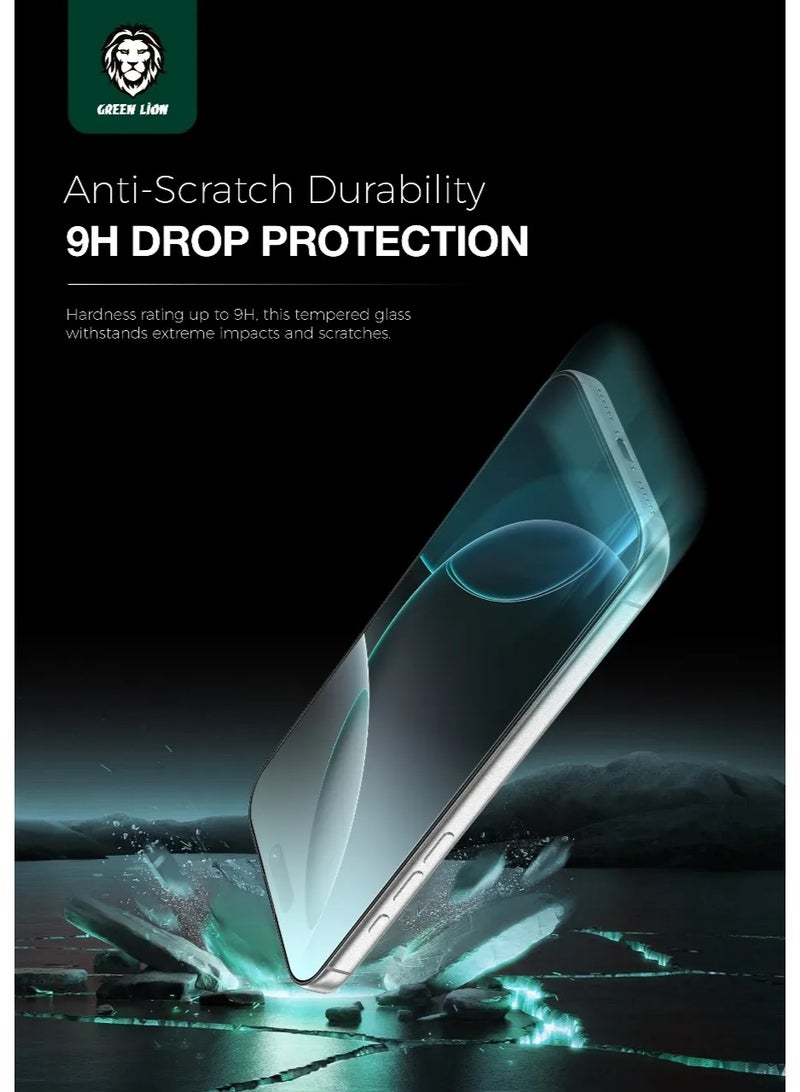 جرين ليون واقي شاشة iPhone 17 Air / سيليكون ثلاثي الأبعاد بالإضافة إلى زجاج عالي الدقة / زجاج مضاد للخدش / واقي شاشة مضاد لبصمات الأصابع - حافة سوداء / شفاف - Image 5