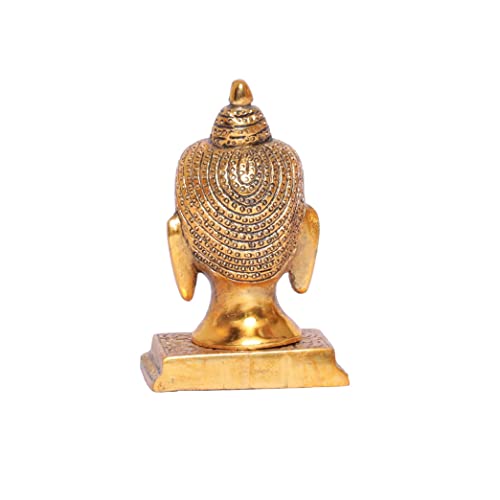 KridayKraft Lord Gautam Buddha Metal Statue Beautiful Gold Antique Finishing Meditation Buddha Murti Religious Idol for Home Office Decoration & Pooja Gifting Purpose Sculpture... - Image 4