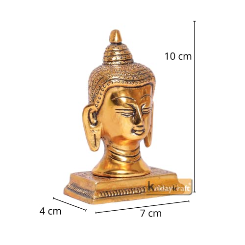 KridayKraft Lord Gautam Buddha Metal Statue Beautiful Gold Antique Finishing Meditation Buddha Murti Religious Idol for Home Office Decoration & Pooja Gifting Purpose Sculpture... - Image 2