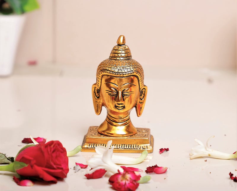 KridayKraft Lord Gautam Buddha Metal Statue Beautiful Gold Antique Finishing Meditation Buddha Murti Religious Idol for Home Office Decoration & Pooja Gifting Purpose Sculpture... - Image 1