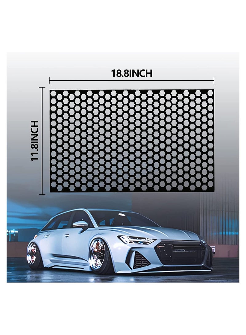 MUNTAQI Rear Light Cover, 2pcs Universal Car Rear Tail Light Lamp Stickers Honeycomb Type Decal Car DIY Self Adhesive Tint Film Sheet for Rear Light Cover Taillight, Universal Cars Decoration 48x30cm (Black) - Image 3