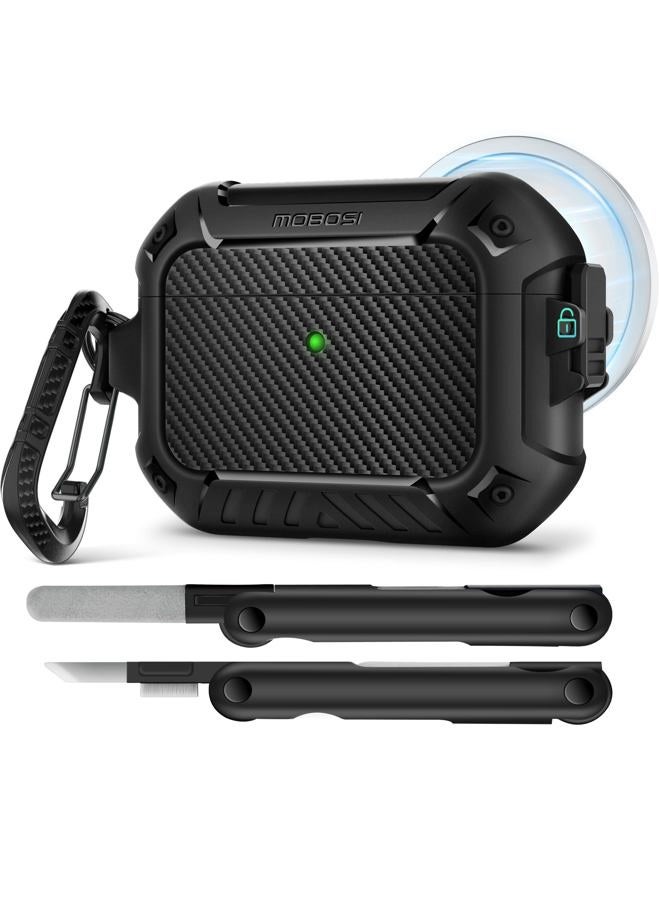 MOBOSI for AirPods Pro 3 Case, Compatible with AirPods Pro 3rd Generation Case Cover [Compatible with MagSafe] with Lock&Keychain&Cleaner Kit, Full Body Shockproof Protective Hard Shell (2025), Black - Image 1