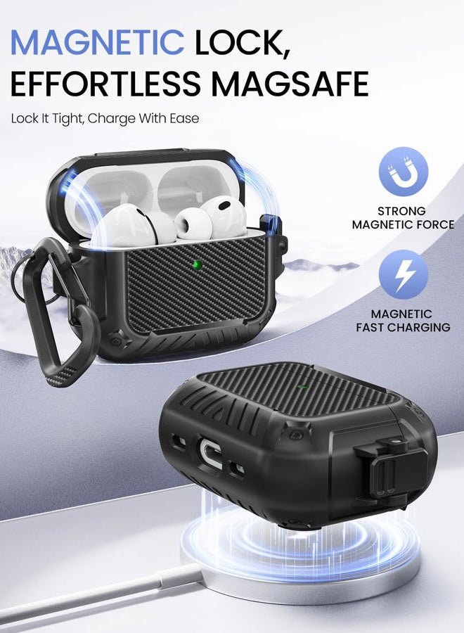 MOBOSI for AirPods Pro 3 Case, Compatible with AirPods Pro 3rd Generation Case Cover [Compatible with MagSafe] with Lock&Keychain&Cleaner Kit, Full Body Shockproof Protective Hard Shell (2025), Black - Image 3
