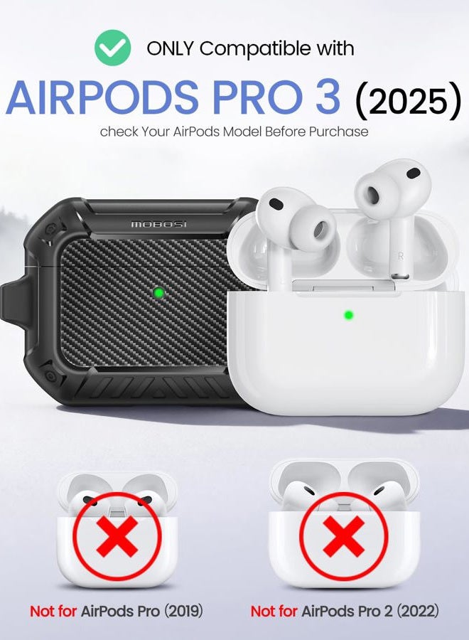 MOBOSI for AirPods Pro 3 Case, Compatible with AirPods Pro 3rd Generation Case Cover [Compatible with MagSafe] with Lock&Keychain&Cleaner Kit, Full Body Shockproof Protective Hard Shell (2025), Black - Image 2