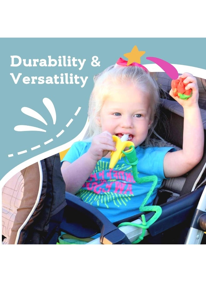 Brilli Baby Cup Catcher Patented Safety Tether Strap, Attach Sippy Cups, Bottles, Pacifiers & More to Stroller, High Chair, Car Seat, Made in USA, Food Grade, Dishwasher Safe (Aqua) - Image 5