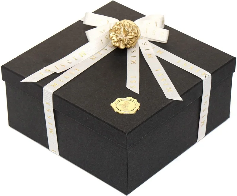 ميسي Black Golden Glow Glass Candle Holder and Tealight Set (Decorative Coated Box)