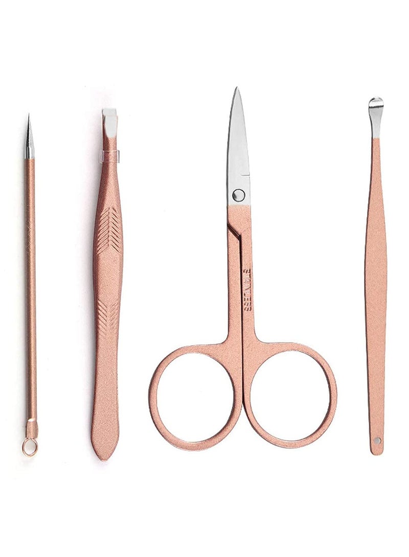 Portable Nail Clipper Set with 9 Stainless Steel Grooming Tools, Complete Nail Care Kit in a Leather Bag for Home, Travel, and Beauty Salon (Rose Gold) - Image 5