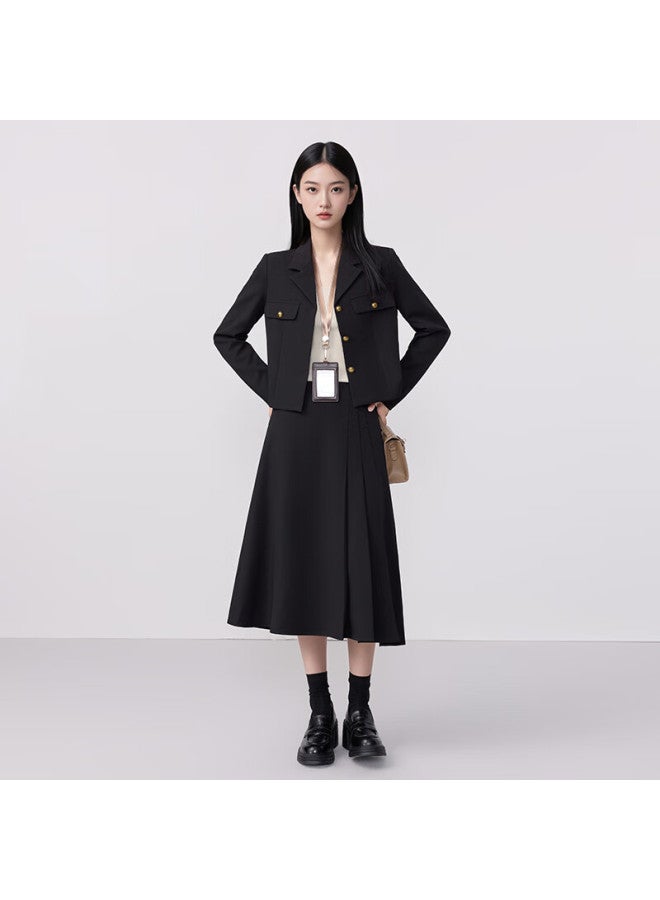 TELUOMAN Trollman Black Short Blazer For Women Long Sleeve Autumn New Shoulder-padded Fashion Slim Casual Vintage Jacket - Image 3