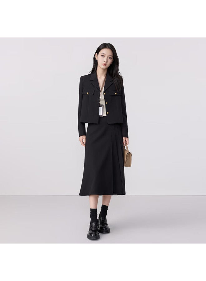 TELUOMAN Trollman Black Short Blazer For Women Long Sleeve Autumn New Shoulder-padded Fashion Slim Casual Vintage Jacket - Image 4