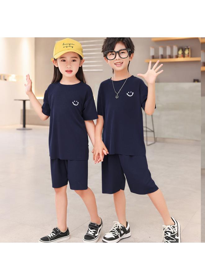Children's Pajamas Set Summer Thin Short-sleeved Shorts Ice Silk Middle And Big Children Boys' Girls' Home Suit Summer 