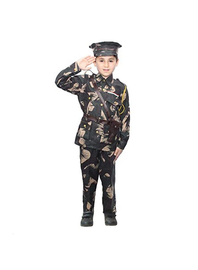 Kaku Fancy Dresses Polyester Our Helper/National Hero Indian Soldier Military Costume - Green, For Boys & Girls (3-4 Years) - Image 1