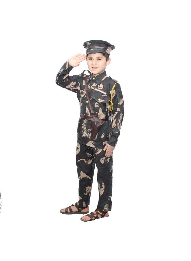 Kaku Fancy Dresses Polyester Our Helper/National Hero Indian Soldier Military Costume - Green, For Boys & Girls (3-4 Years) - Image 3