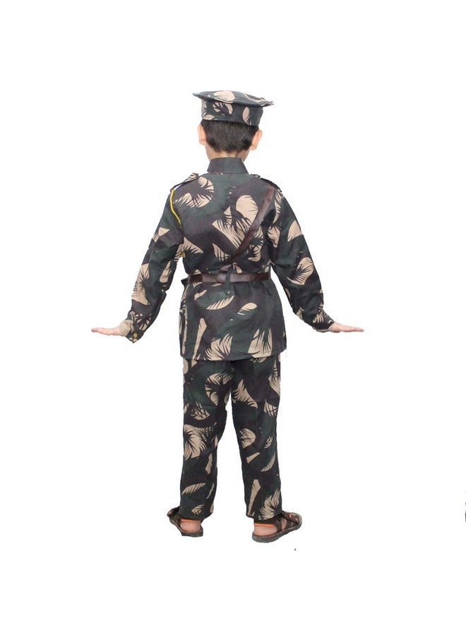 Kaku Fancy Dresses Polyester Our Helper/National Hero Indian Soldier Military Costume - Green, For Boys & Girls (3-4 Years) - Image 4