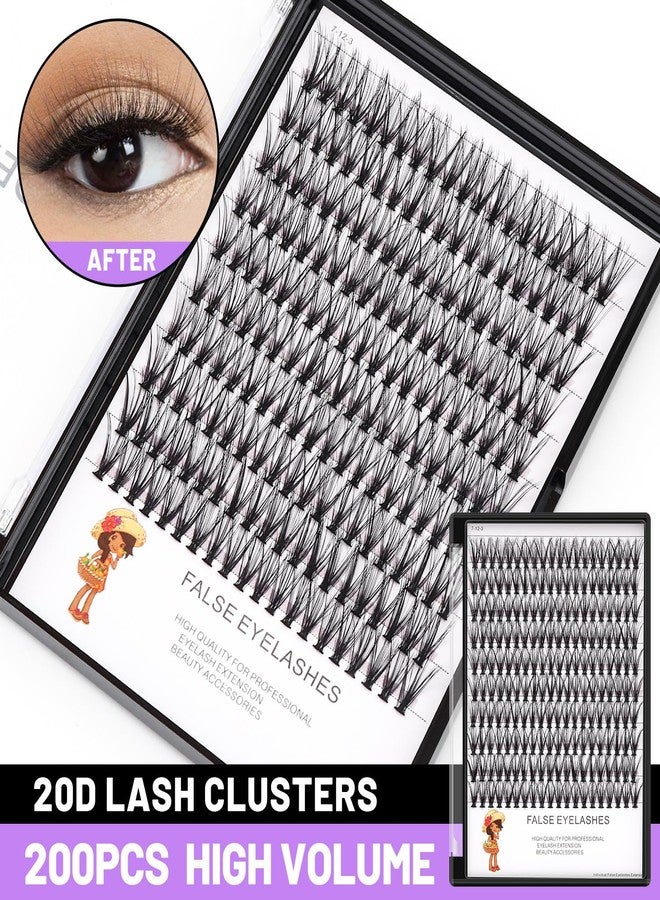 Bodermincer 200pcs/Pack C Curl 20 Root Thickness 0.07mm Professional Makeup Individual Lash Cluster Black Individual Cluster Eye Lashes Grafting Fake False Eyelashes Lash Clsuter Wispy (20mm) - Image 2